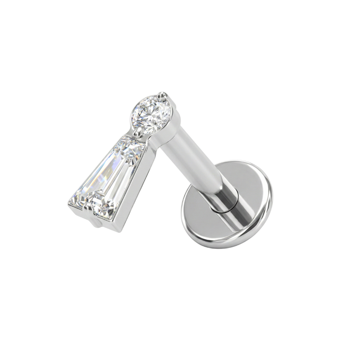 G23 Titanium CZ stud with flatback and cubic zirconia stones