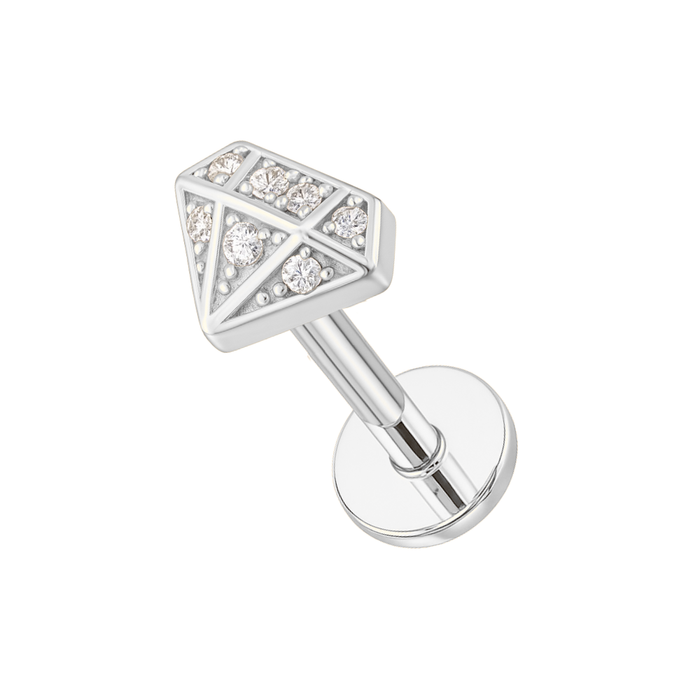 316L Surgical Steel Jewelled Diamond Shape Flatback Cartilage Ear Stud