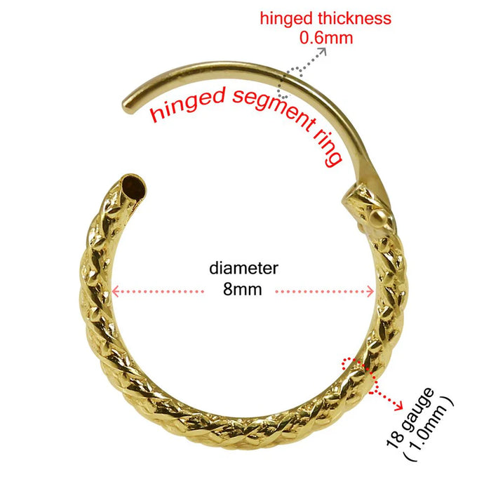 9K Gold Laser Cut Style Hinged Clicker Earrings Pair