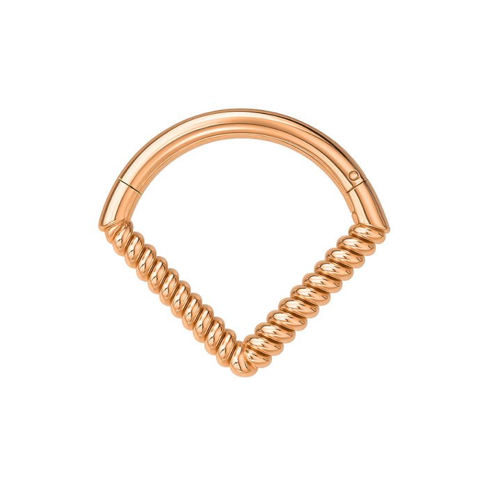 925 Sterling Silver Twisted V-Shape Hinged Braided Segment Clicker Ring - Monster Piercing