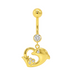 14K Gold Dolphin Heart Belly Ring - Monster Piercing