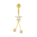 14K Gold Jewelled Dangling Star Belly Ring - Monster Piercing