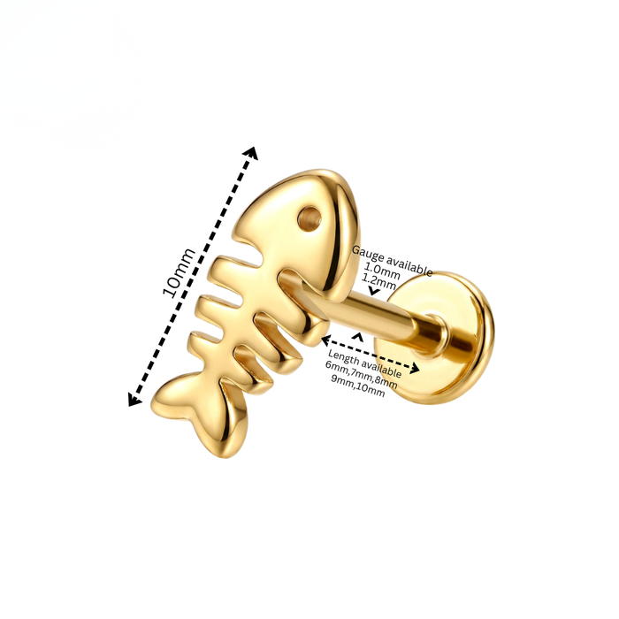 G23 Titanium Fishbone Threadless Flatback Stud
