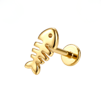 G23 Titan Fishbone Threadless Flatback Ohrstecker