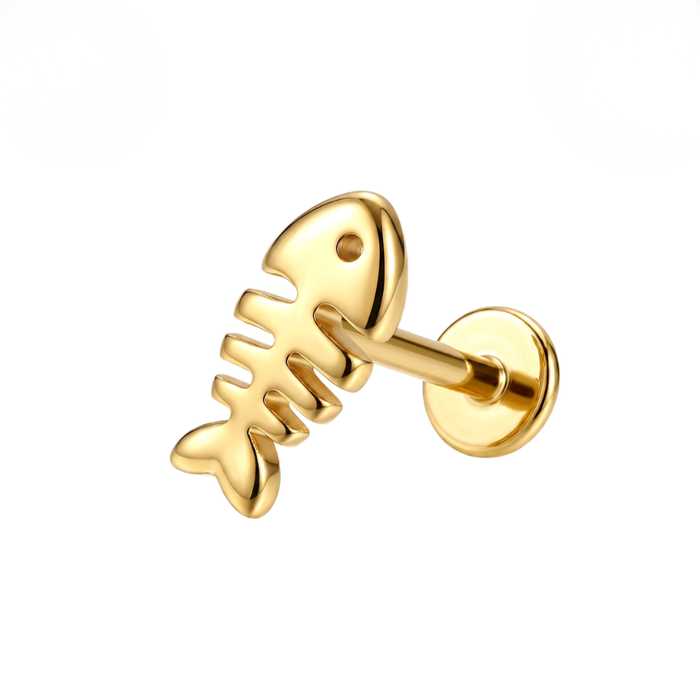G23 Titanium Fishbone Threadless Flatback Stud