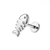 G23 Titanium Fishbone Threadless Flatback Stud