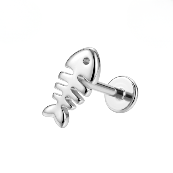 G23 Titanium Fishbone Threadless Flatback Stud