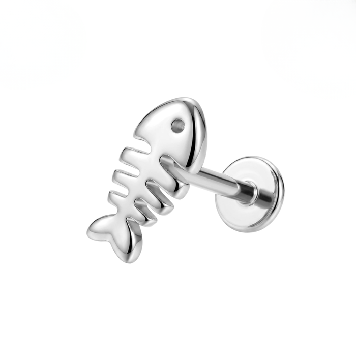 G23 Titanium Fishbone Threadless Flatback Stud