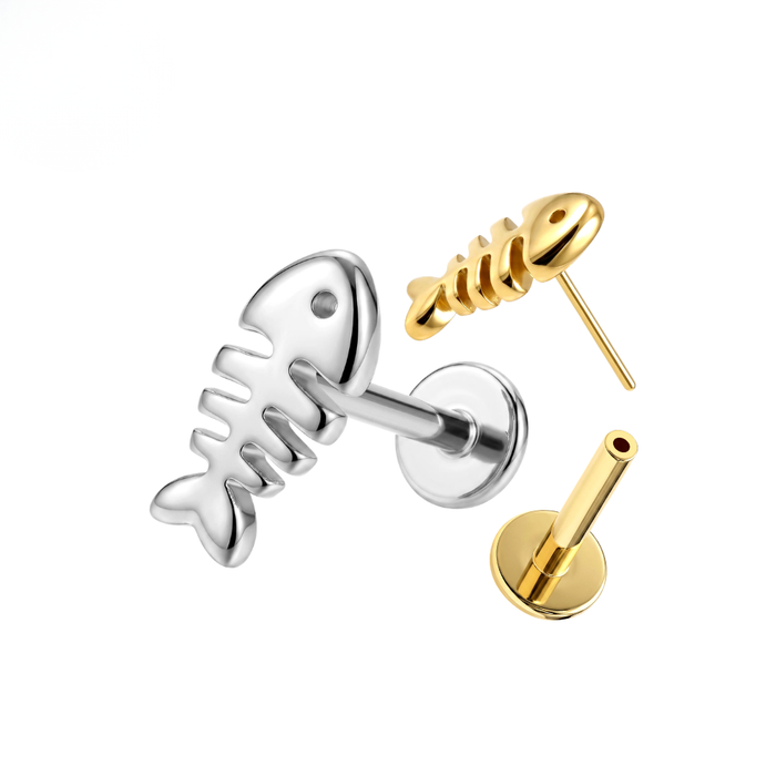 G23 Titanium Fishbone Threadless Flatback Stud