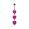 925 Sterling Silver Fancy Multi Jewelled Heart Dangling Belly Ring