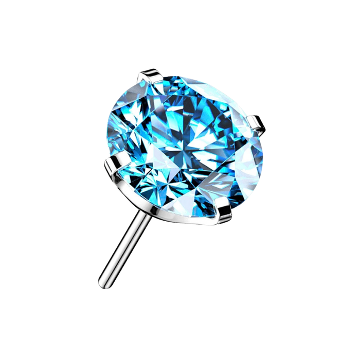G23 Titanium Round CZ Prong Set Threadless Labret Accessory Top