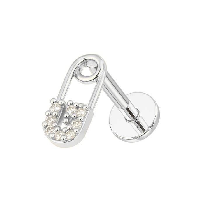 316L Surgical Steel Jewelled Safety Pin Flatback Cartilage Ear Stud