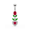 925 Sterling Silver Fancy Multi Stone Leafs With Heart Dangling Navel Ring