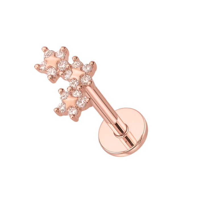 316L Surgical Steel Trinity Star Flower Flatback Cartilage Ear Stud