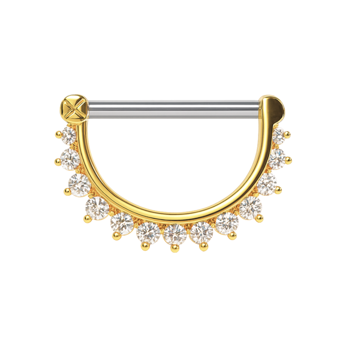 316L Surgical Steel Jewelled Round CZ Nipple Clicker Piercing Jewelry