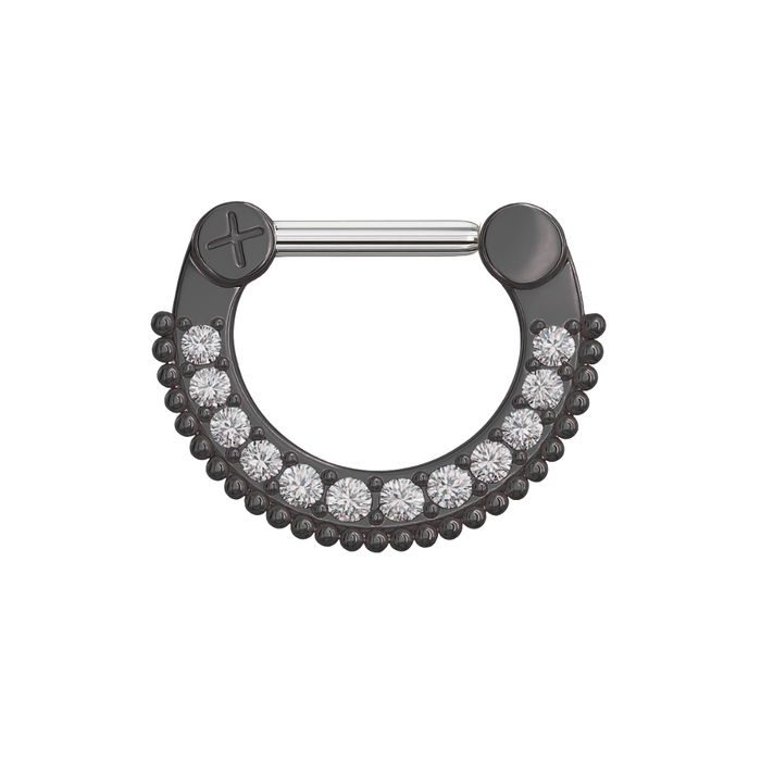 316L Surgical Steel With Gold PVD Single Line Micro Paved Septum Clicker Ring