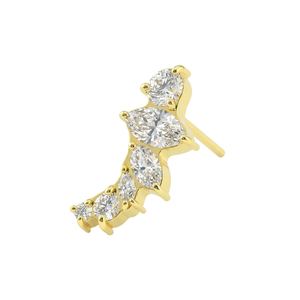 G23 Titanium Triple Curved Marquise & Round Cluster Threadless Labret Accessory Top