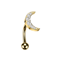 G23 Grade Titanium CZ Jewelled Crescent Curved Bar