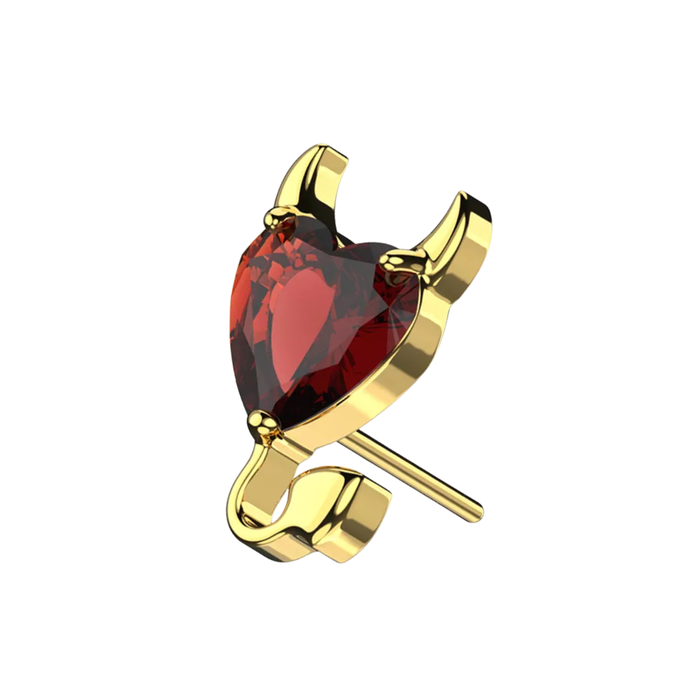 G23 Titanium Red Heart Devil Threadless Labret Accessory Top