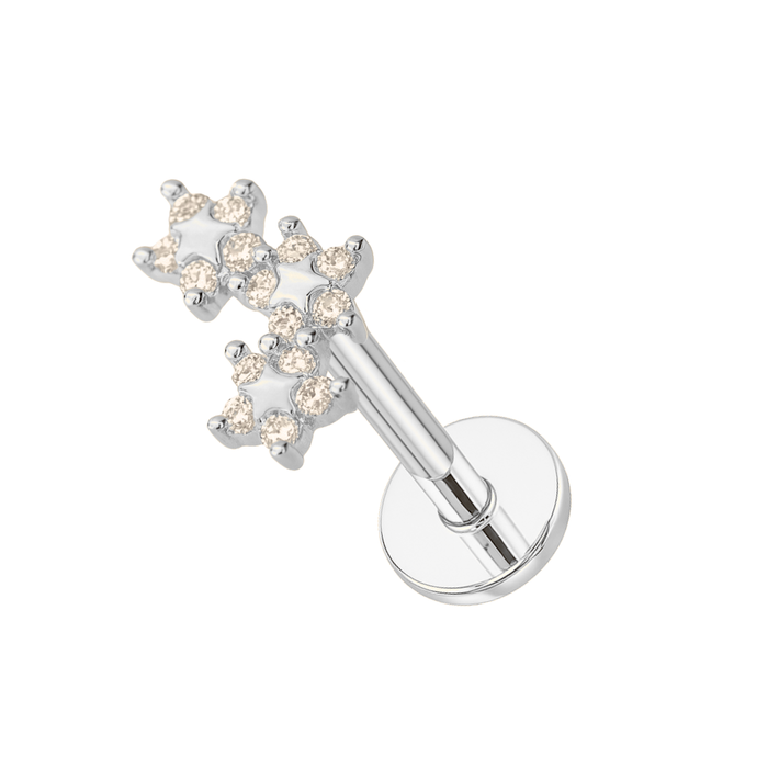 316L Surgical Steel Trinity Star Flower Flatback Cartilage Ear Stud