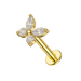 14K Gold CZ Jewelled Butterfly Internal Thread Labret with Flatback Stud - Monster Piercing