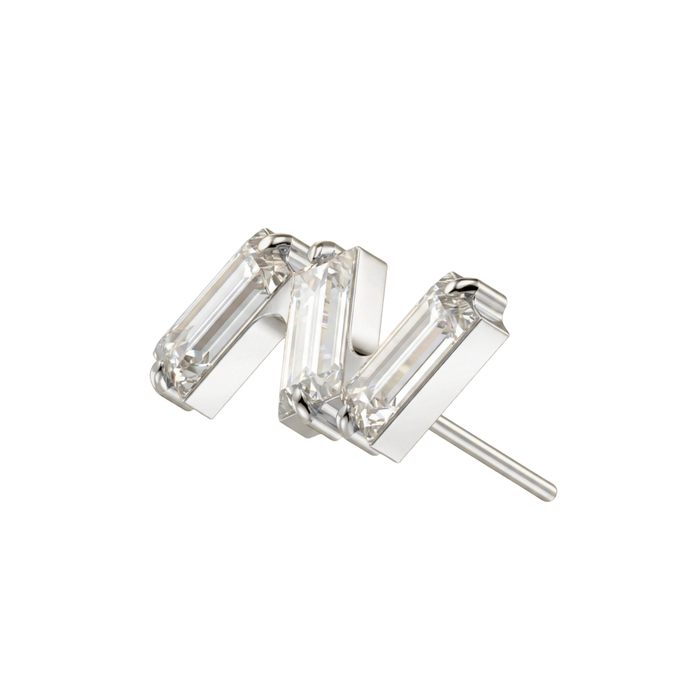 G23 Titanium Triple CZ Baguette Threadless Labret Accessory Top