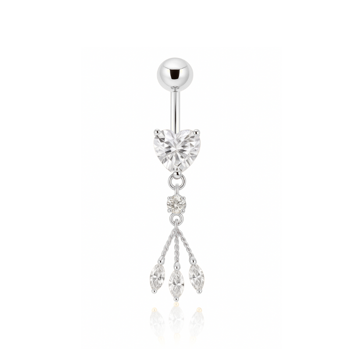 925 Sterling Silver Heart Belly Ring