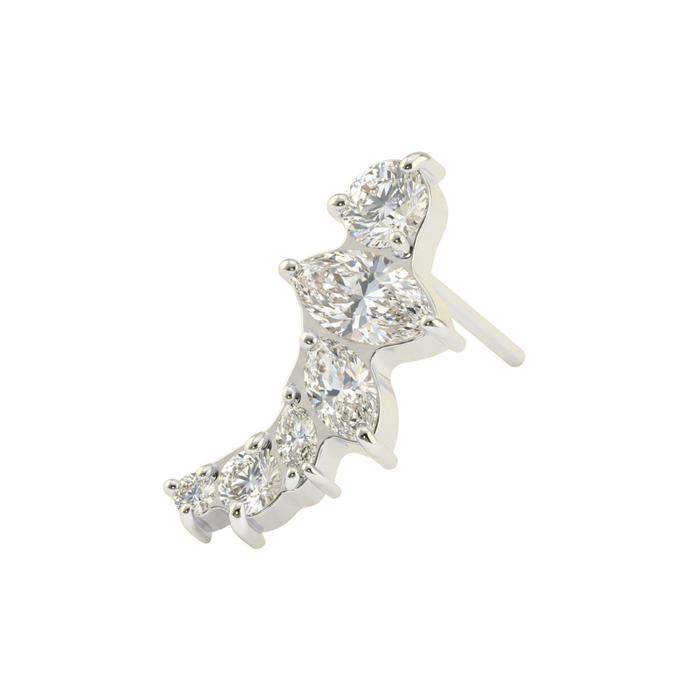 Silver-tone G23 titanium curved cluster labret with clear stones