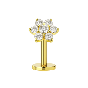 G23 Titanium CZ Jewelled Flower Threadless Floating Belly Ring