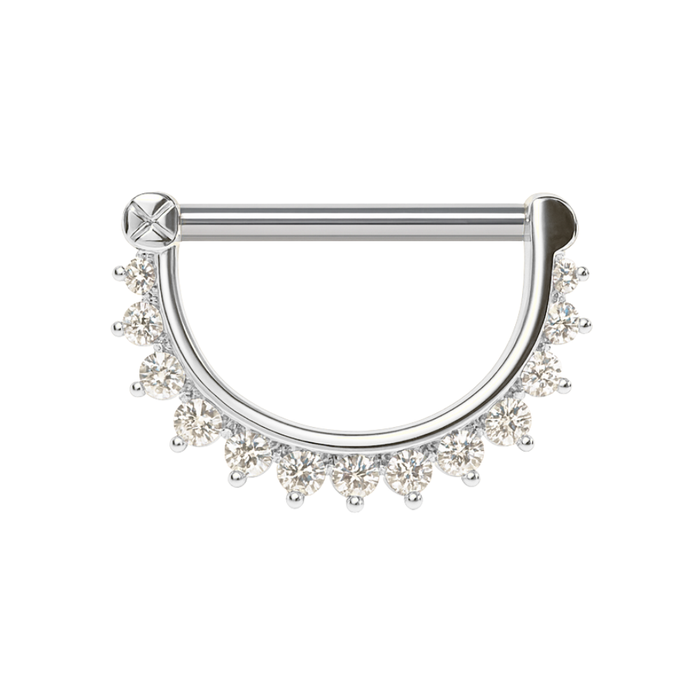 316L Surgical Steel Jewelled Round CZ Nipple Clicker Piercing Jewelry