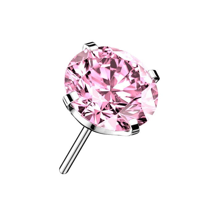 G23 Titanium Round CZ Prong Set Threadless Labret Accessory Top