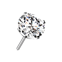G23 Titanium Round CZ Prong Set Threadless Labret Accessory Top