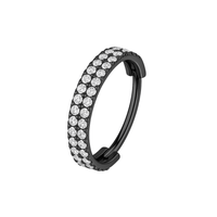316L Surgical Steel Double Row Crystal Hinged Clicker Segment Ring - Monster Piercing