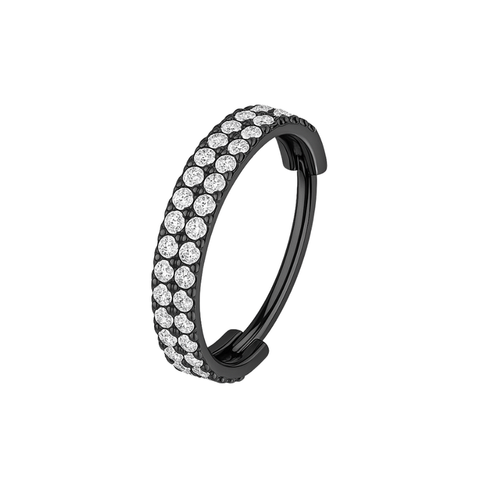 316L Surgical Steel Double Row Crystal Hinged Clicker Segment Ring - Monster Piercing