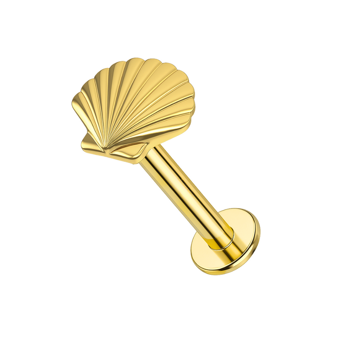 14K Gold Internally Threaded Shell Screw Fit Stud — Monster Piercing