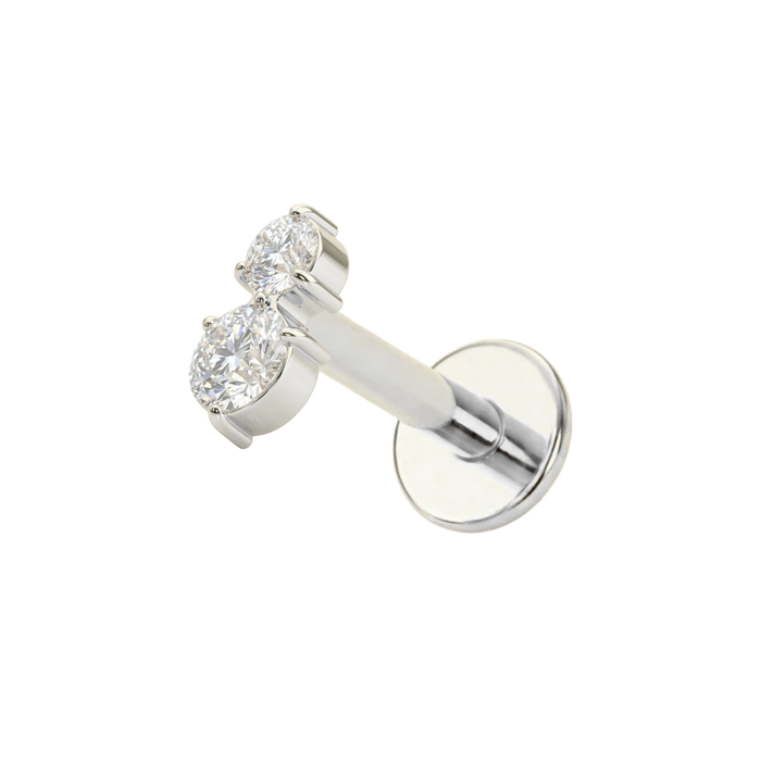 G23 Titanium Double Oval CZ Jewelled Threadless Flatback Stud Monster Piercing United Kingdom