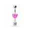 925 Sterling Silver Fancy Heart Shape Jewelled Dangling Navel Ring Body Jewellery