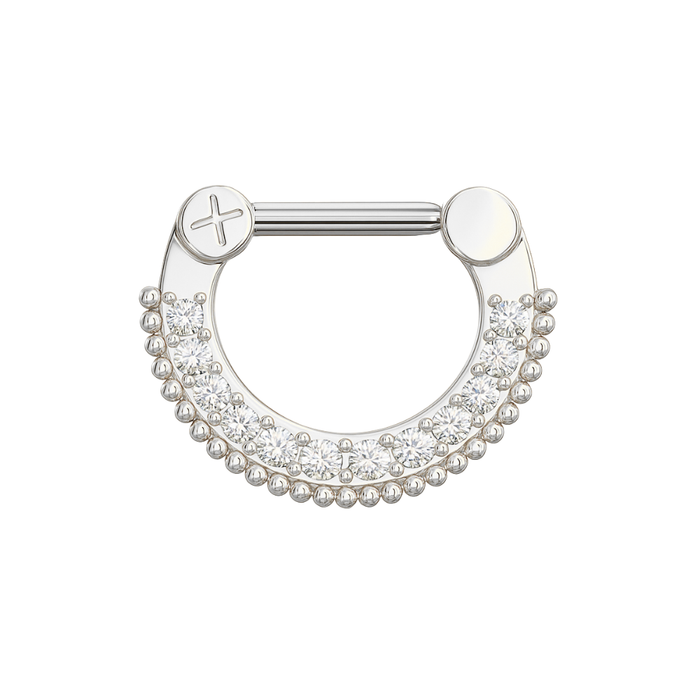 316L Surgical Steel With Gold PVD Single Line Micro Paved Septum Clicker Ring