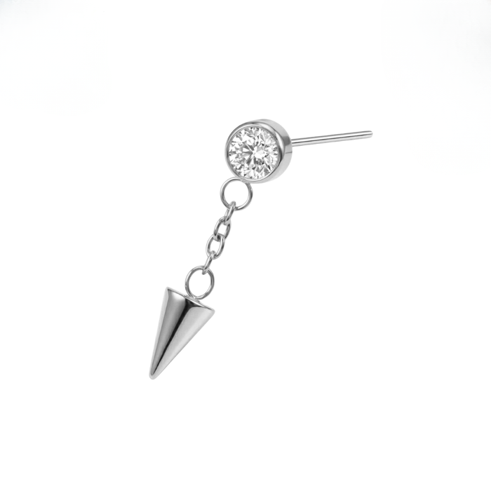 G23 Titanium Bezel CZ Spike Dangling Threadless Labret Accessory Top