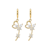 18K Gold Flutterheart Drop Earrings