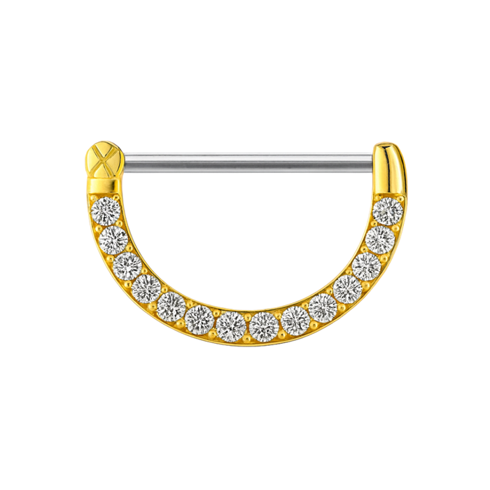 316L Surgical Steel Multi Round Jewelled CZ Nipple Clicker Ring