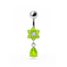 925 Sterling Silver Fancy Flower Silver Dangling With SS Belly Ring - Monster Piercing