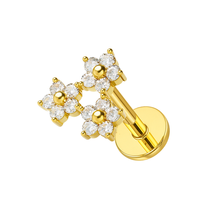 316L Surgical Steel Trinity Floral Flower Flatback Cartilage Ear Stud