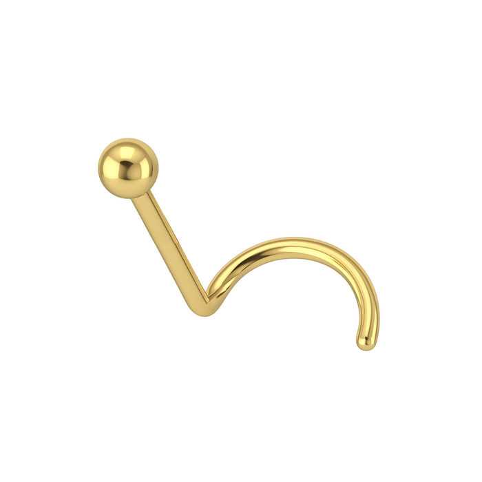 14K Gold Top Ball Nose Screw Stud - Monster Piercing