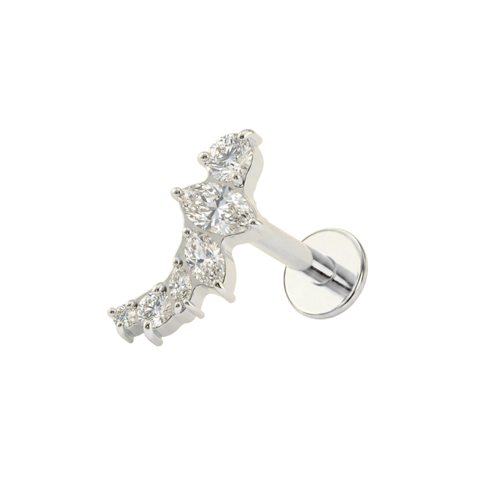 G23 Titanium Triple Curved Marquise & Round Cluster Threadless Flatback Stud Monster Piercing United Kingdom