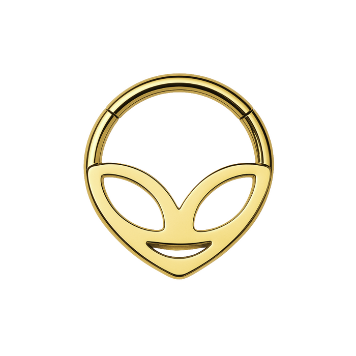 316L Surgical Steel Alien Head Hinged Segment Clicker Ring - Monster Piercing