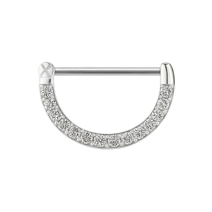 316L Surgical Steel Multi Round Jewelled CZ Nipple Clicker Ring