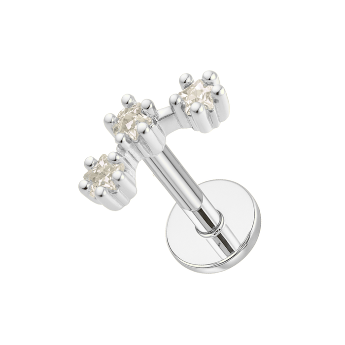 316L Surgical Steel Jewelled Tri-Star Flatback Stud