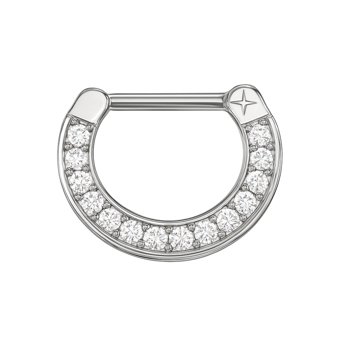 316L Surgical Steel Wreath of Sparkle CZ's Septum Clicker Ring