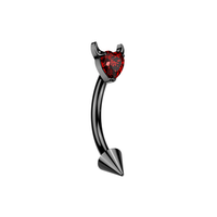 G23 Grade Titanium Devil Heart CZ Curved Bar